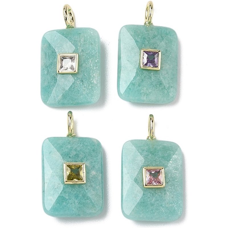 Charms en Amazonite Naturelle avec Trou Rectangulaire Facetté — Breloques et pendentifs