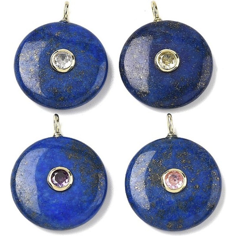 Pendants en Lapis Lazuli Teinté avec Trouvailles en Micro Pave en Laiton — Breloques et pendentifs