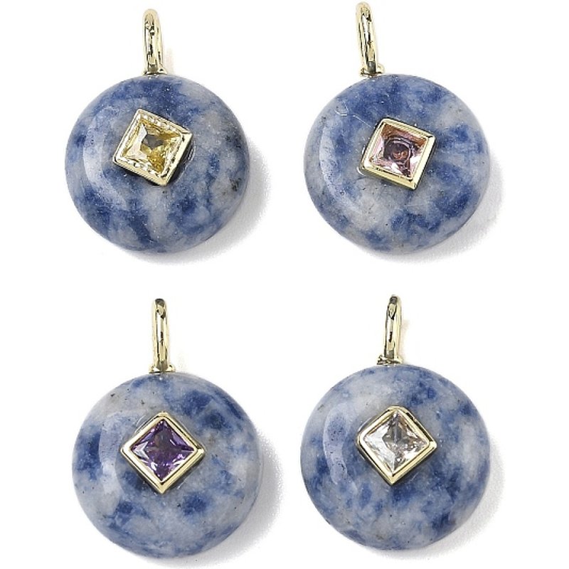 Pendentifs en jaspe bleu tacheté avec ornements en micro pave en laiton — Breloques et pendentifs