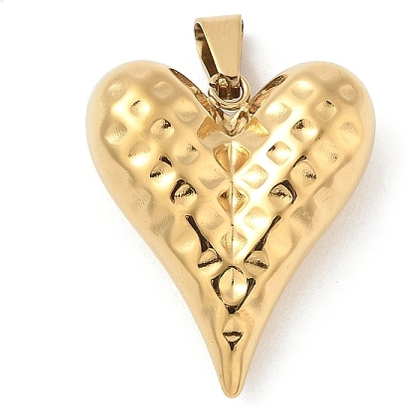 Pendentif en Acier Inoxydable 304, Coeur, Plaqué Or 18K — Breloques et pendentifs