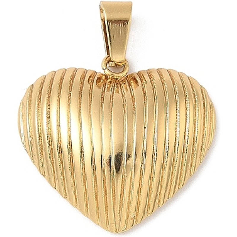 304 Stainless Steel Heart Pendant with 18K Gold Plating — Charms & Pendants