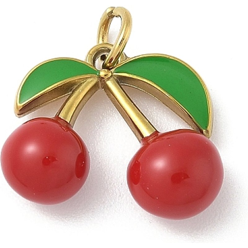 304 Stainless Steel Cherry Enamel Pendant with Jump Ring — Charms & Pendants