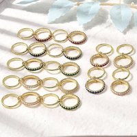 Brass Micro Pave Cubic Zirconia Stackable Rings, 18K Gold Plated