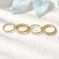 Brass Micro Pave Cubic Zirconia Stackable Rings - 18K Gold Plated