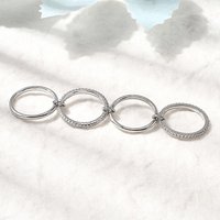Brass Micro Pave Cubic Zirconia Stackable Rings, Size 7 1/4