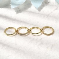 Brass Micro Pave Cubic Zirconia Stackable Rings - 18K Gold Plated
