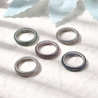Brass Micro Pave Cubic Zirconia Finger Ring, Size 7 1/4