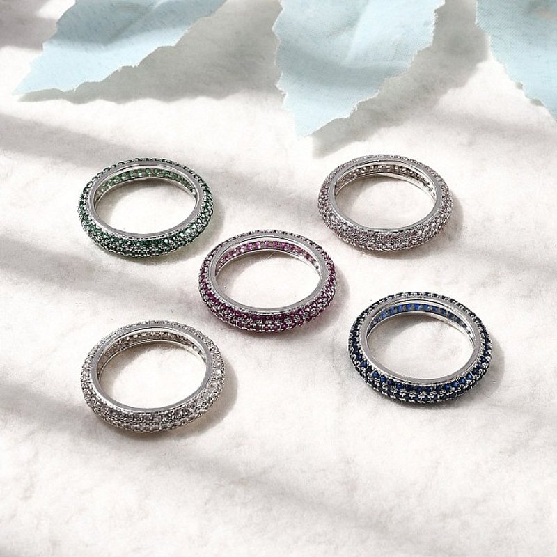 Brass Micro Pave Cubic Zirconia Finger Ring, Size 7 1/4 — Costume Jewelry