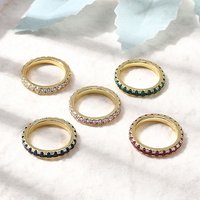 Brass Micro Pave Cubic Zirconia Ring, 18K Gold Plated, Size 7.25