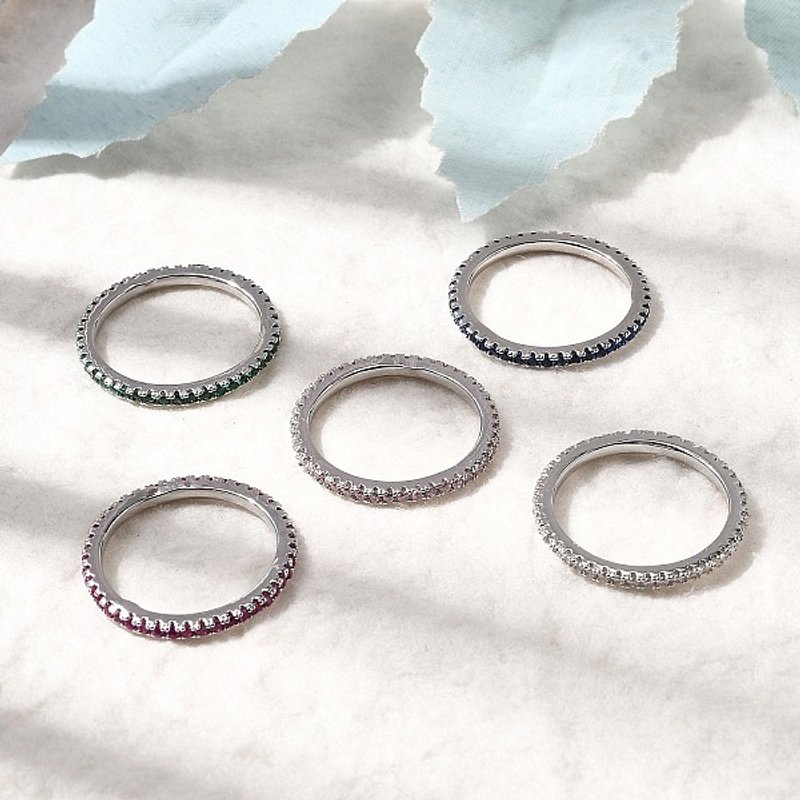 Brass Micro Pave Cubic Zirconia Finger Ring, Size 7 1/4 — Costume Jewelry