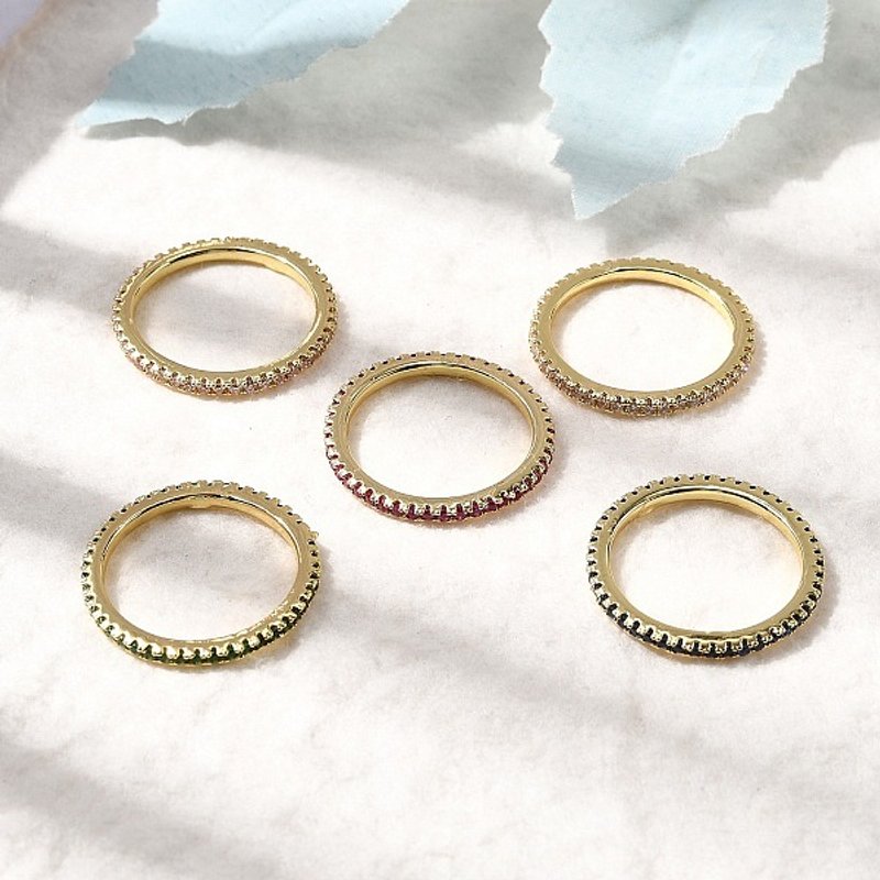 Bague en Zircon Cubique Micro Pave en Laiton, Plaqué Or 18K, Taille 7 1/4 — Bijoux fantaisie