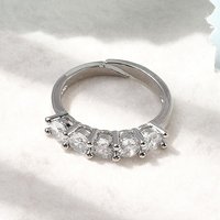 Brass Micro Pave Cubic Zirconia Finger Ring, Size 7 1/4 — Costume Jewelry