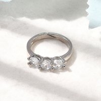 Brass Micro Pave Cubic Zirconia Finger Ring, Size 7 1/4 — Costume Jewelry