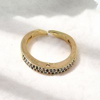 Brass Micro Pave Cubic Zirconia Finger Rings, 18K Gold Plated
