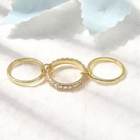 Brass Micro Pave Cubic Zirconia Stackable Rings - Size 7 1/4