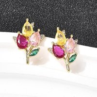 Boucles d'oreilles en zircone cubique micro pavé en laiton - Plaqué or 18K — Bijoux fantaisie