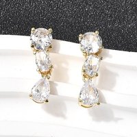 Brass Micro Pave Clear Cubic Zirconia Teardrop Dangle Earrings — Costume Jewelry