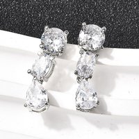 Brass Micro Pave Clear Cubic Zirconia Teardrop Dangle Earrings — Costume Jewelry