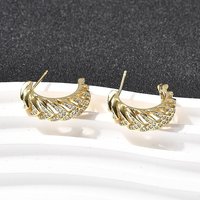 Brass Micro Pave Clear Cubic Zirconia Stud Earrings, 18K Gold Plated — Costume Jewelry