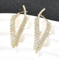 Brass Micro Pave Clear Cubic Zirconia Triangle Stud Earrings