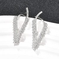 Brass Micro Pave Clear Cubic Zirconia Triangle Stud Earrings