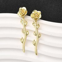 Brass Flower Stud Earrings, 18K Gold Plated, Cadmium & Lead Free — Costume Jewelry