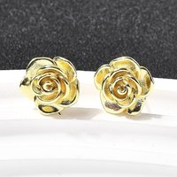 Brass Flower Stud Earrings, 18K Gold Plated, Cadmium and Lead Free