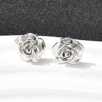 Brass Flower Stud Earrings with Long-Lasting Plating