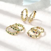 Brass Micro Pave Cubic Zirconia Hoop Earrings, 18K Gold Plated — Hoop Earrings