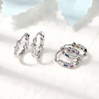Brass Micro Pave Cubic Zirconia Hoop Earrings, Mixed Color — Hoop Earrings