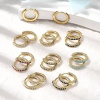 Brass Micro Pave Cubic Zirconia Hoop Earrings - 18K Gold Plated — Hoop Earrings
