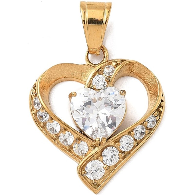Pendentif en Acier Inoxydable 316 en Forme de Coeur avec Strass — Breloques et pendentifs
