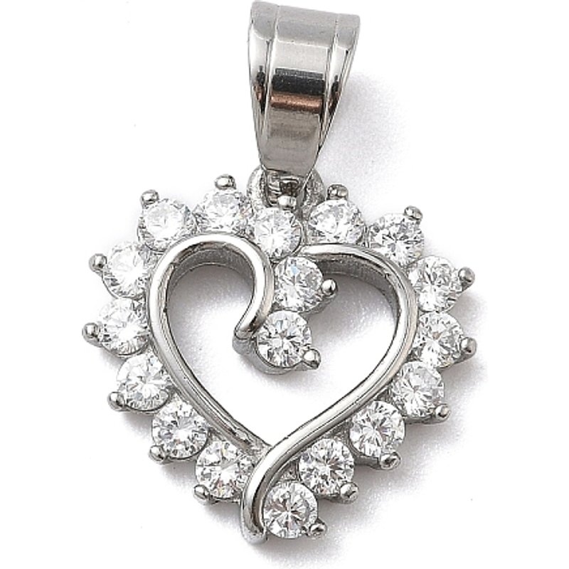 Pendentif en acier inoxydable chirurgical 316 en forme de cœur avec strass — Breloques et pendentifs