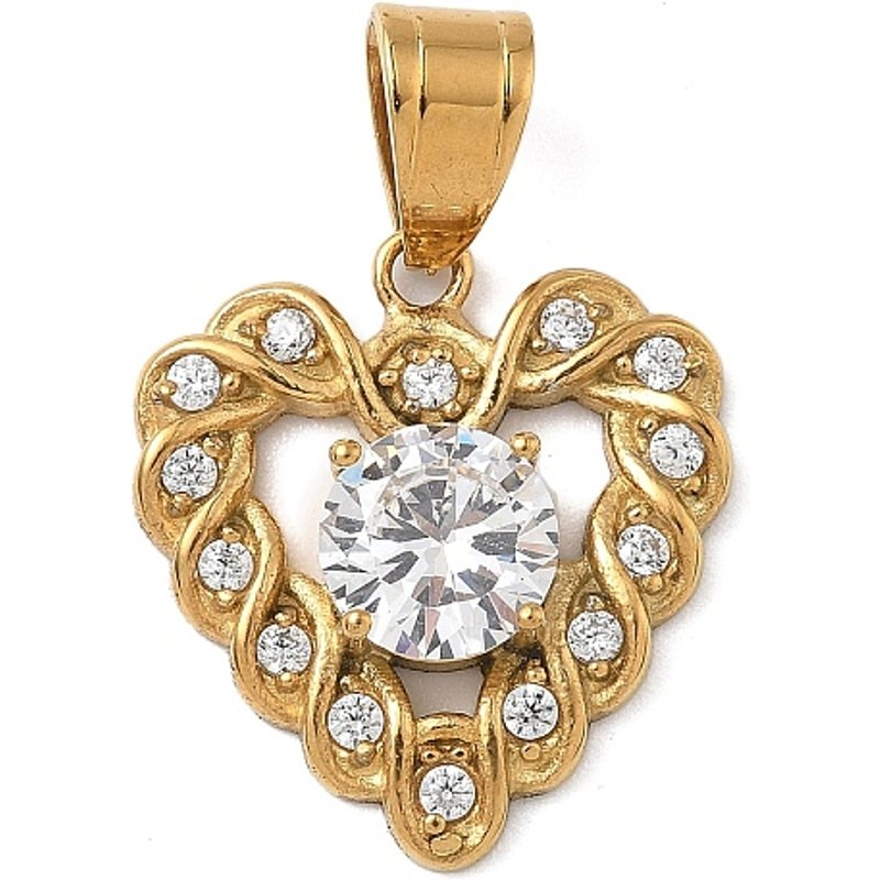 Pendentif en Acier Inoxydable Chirurgical 316 en Forme de Cœur avec Strass — Breloques et pendentifs
