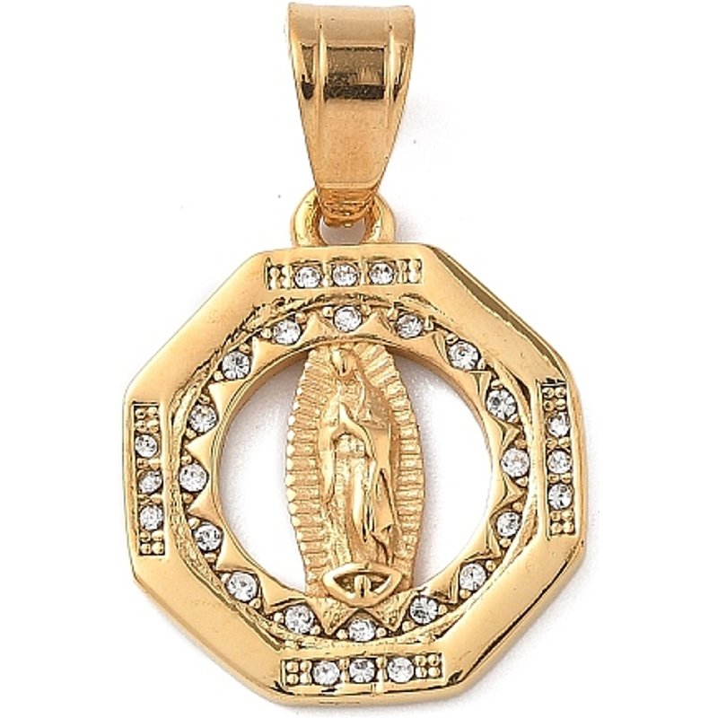 Pendentif en Acier Inoxydable avec Rhinestones et Vierge Marie — Breloques et pendentifs