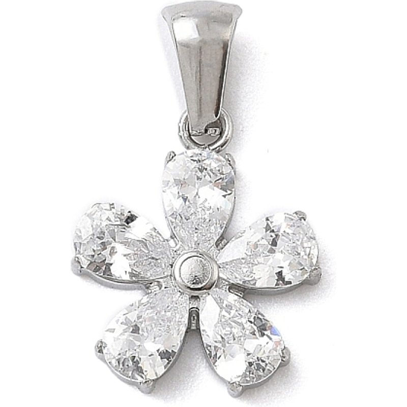 Pendentif en Acier Inoxydable 316 avec Strass en Forme de Fleur — Breloques et pendentifs