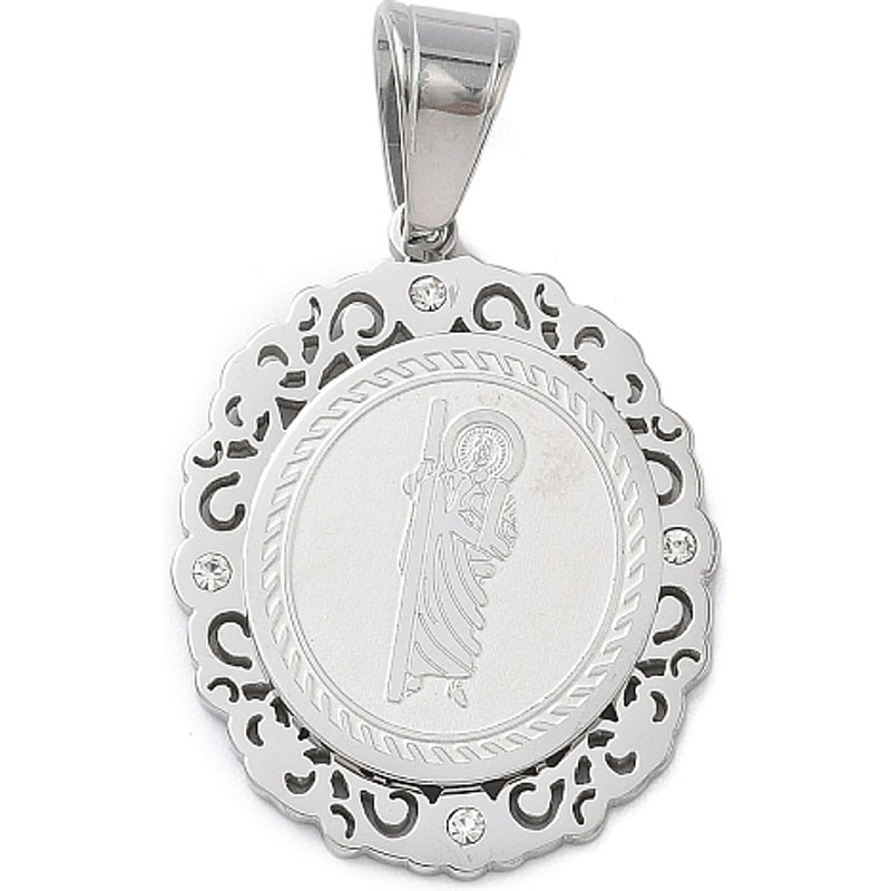 Pendentif en Acier Inoxydable 316 avec Rhinestones et Saint Jude — Breloques et pendentifs