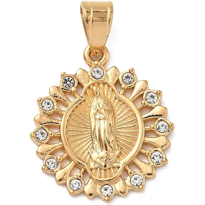 Pendentif en Acier Inoxydable 316 avec Strass et Vierge Marie — Breloques et pendentifs