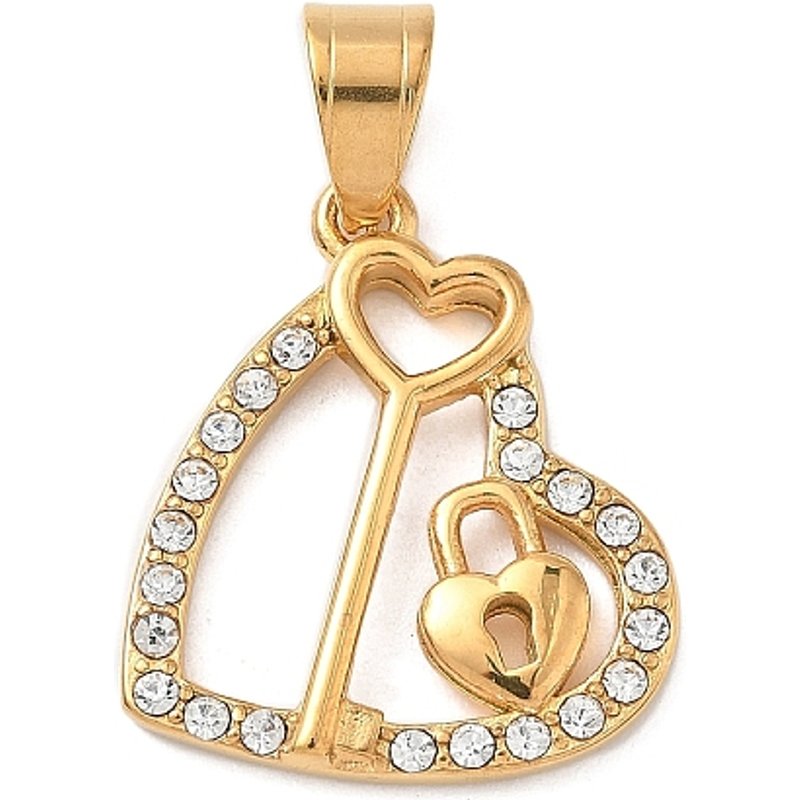 Pendentif en Acier Inoxydable 316 avec Rhinestones en Forme de Cœur — Breloques et pendentifs