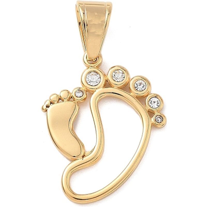 Pendants Empreinte en Acier Inoxydable 316 avec Strass, Plaqué Or 18K — Breloques et pendentifs