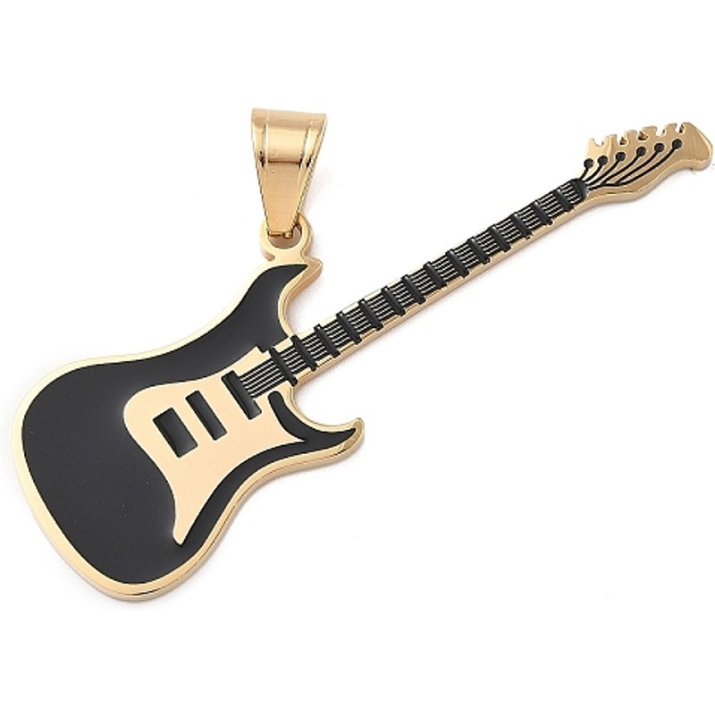 Pendentif en Acier Inoxydable 316 avec Plaquage en Or 18K - Guitare — Breloques et pendentifs