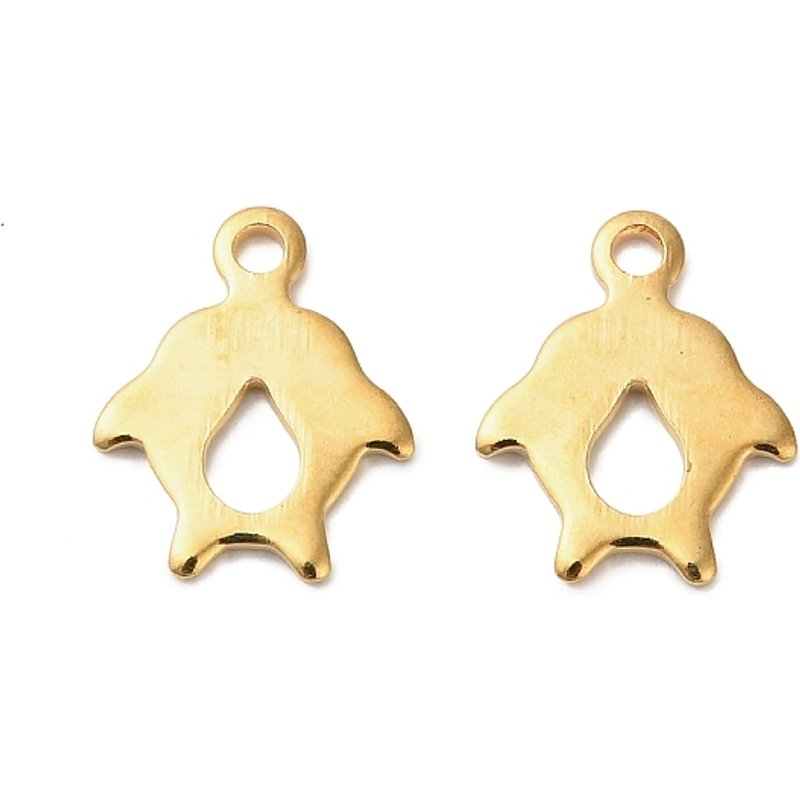 Charm en acier inoxydable 304, pingouin doré