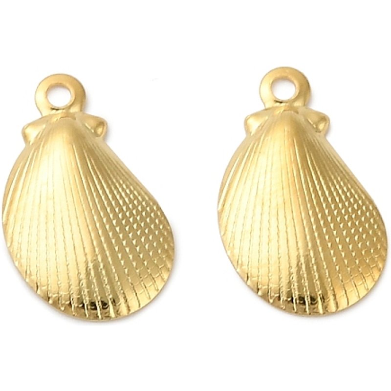 304 Stainless Steel Golden Shell Shape Charms — Charms & Pendants