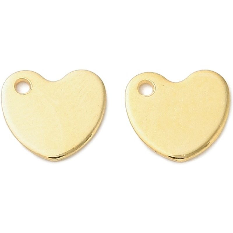 304 Stainless Steel Heart Charms, Golden Stamping Blank Tag — Charms & Pendants