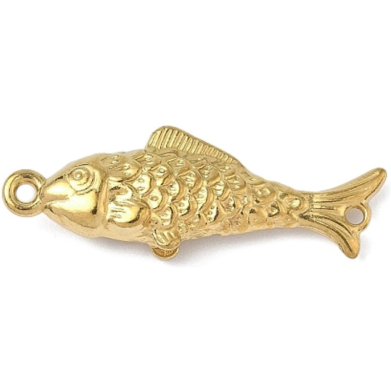 Pendentif en Acier Inoxydable 304 en Forme de Poisson, Or, 38x13x3mm