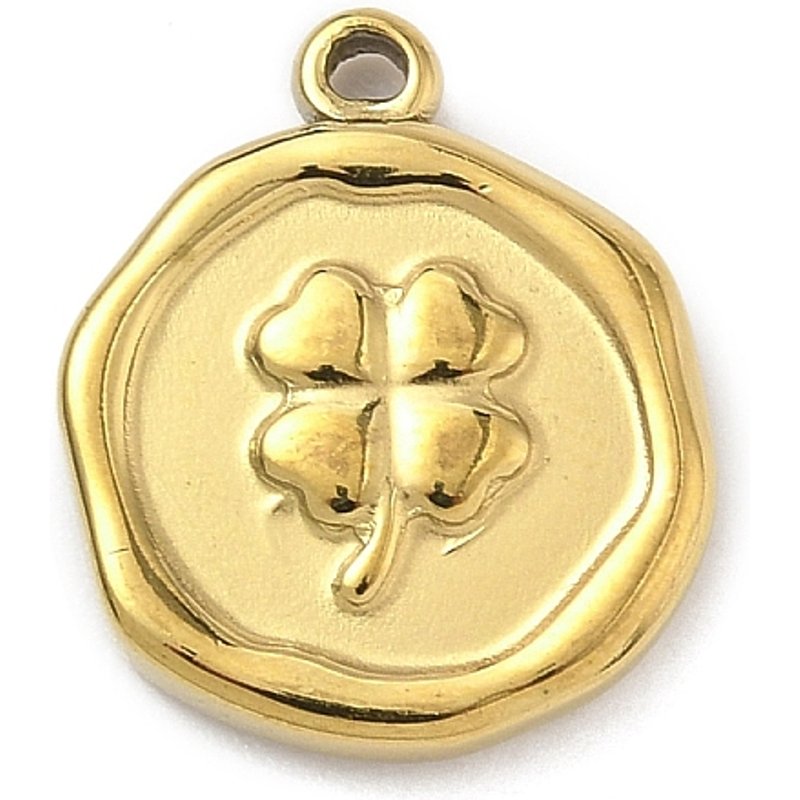Pendentifs en Acier Inoxydable 304, Or, Forme de Trèfle, Ronds Plans — Breloques et pendentifs