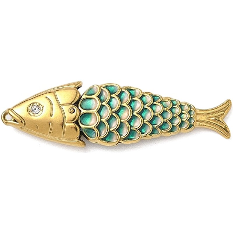 Pendentif Poisson en Acier Inoxydable 304 avec Rhinestone Émaillé — Breloques et pendentifs