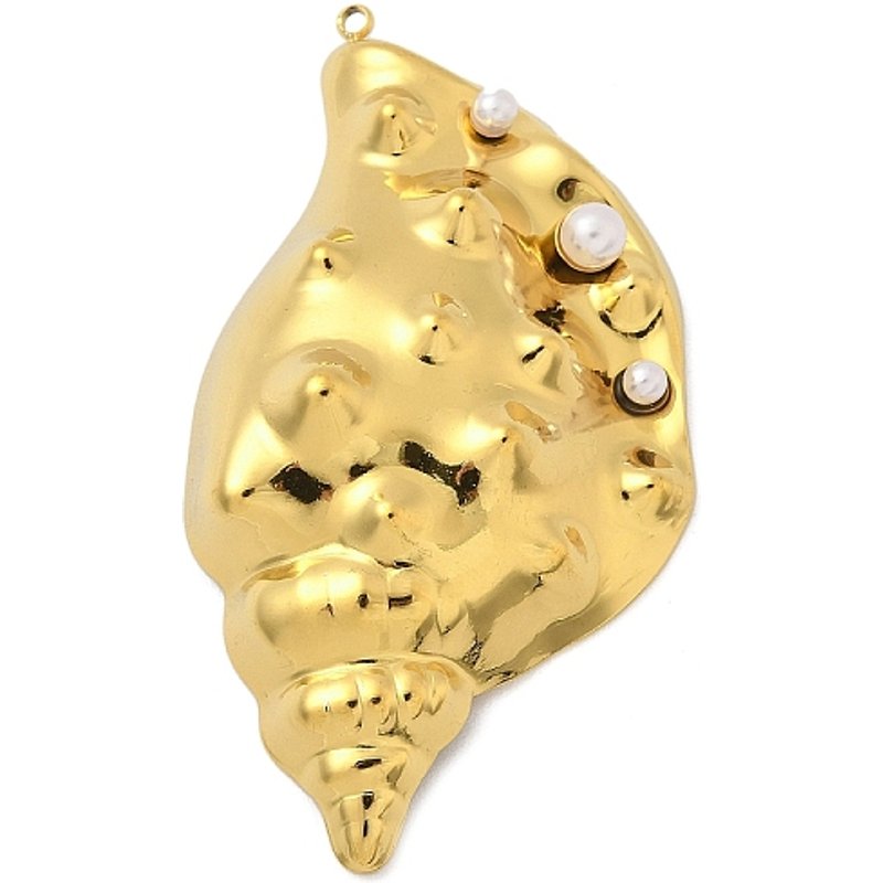 Pendentif en Acier Inoxydable 304 en Forme de Coquillage avec Perle en Plastique — Breloques et pendentifs