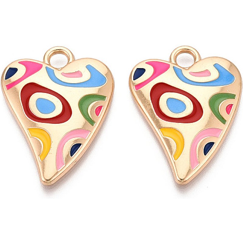 Rack Plating Alloy Enamel Heart Pendant, Cadmium Free, FireBrick — Charms & Pendants