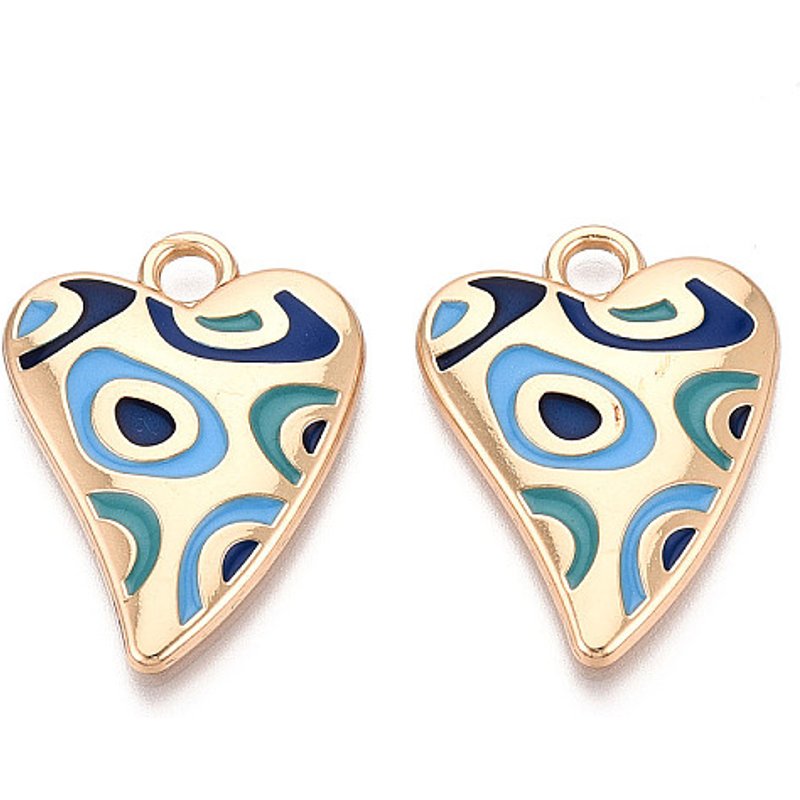 Pendentif en Émail en Forme de Cœur en Alliage de Plating Rack, Bleu Marin — Breloques et pendentifs